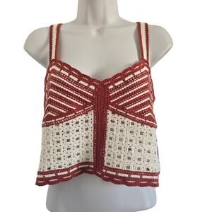 Jason Wu Crochet Knit Camisole Top Size 10 Cream Brown Boho Cottage Festival